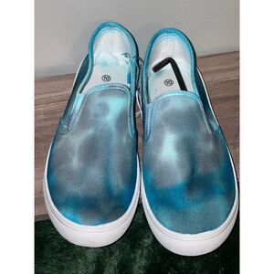 Tie Dye Multicolor Canvas Comfort Casual Shoes women size 10 Custom slip on